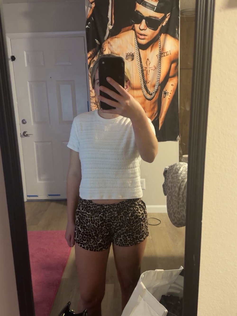 White American Eagle Short-Sleeve Knit Crop Top - Women's Casual